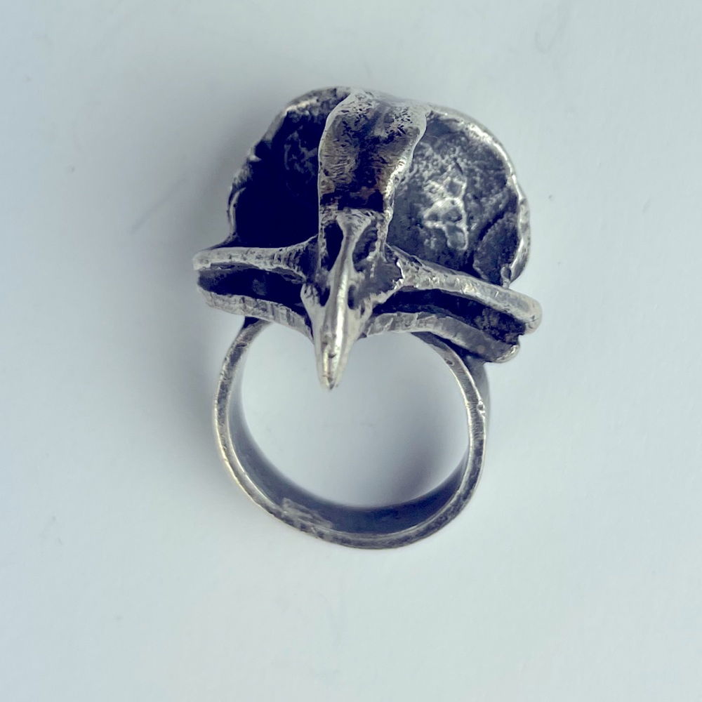 Bloodmilk Owl Skull Cocktail Ring Rare